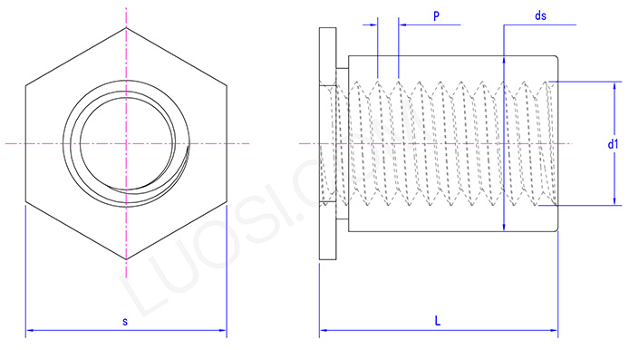 Carbon steel hexagonal rivet nut column