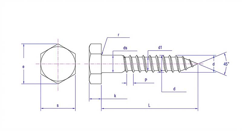 Hexagon Head Wood Screws Hexagon Head Wood Screws